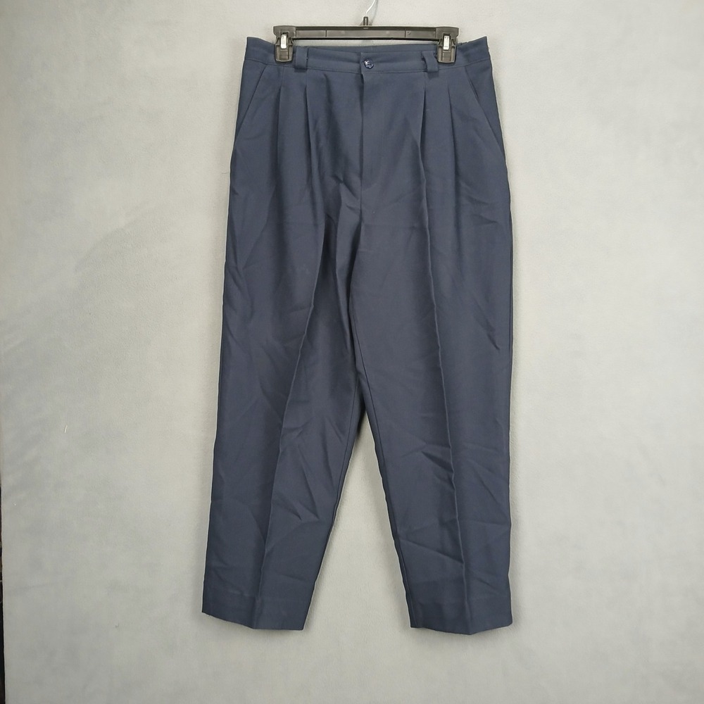 Briggs New York Petite Dress Pants Womens 12P Navy Pleated Formal Tapered Leg